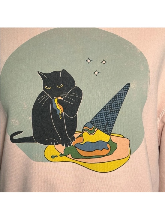 Obsidiopolis Tops - Obsidiopolis Meow Wolf Harriet the Cat Yum Cropped Sweatshirt XS Ice Cream Cone